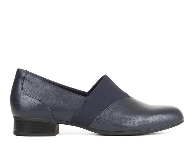 Women's Clarks Juliet Gem Shoes in Navy Leather color