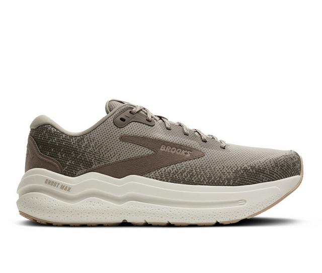 Men's Brooks Ghost Max 2 Running Shoes in Khaki/Coconut color