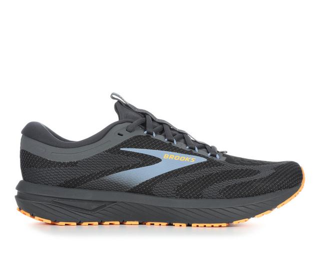 Men's Brooks Revel 7 Running Shoes in Black/Orange color