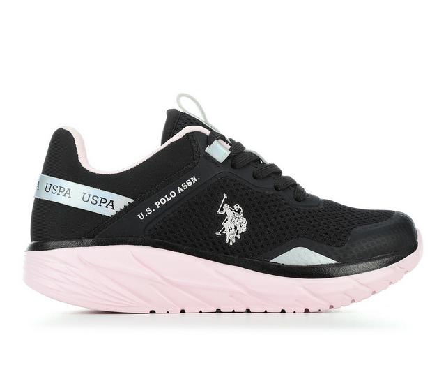 Girls' US Polo Assn Little Kid & Big Kid Assn Etude-ML 11-4 Shoes in Blk/Silver/Pink color