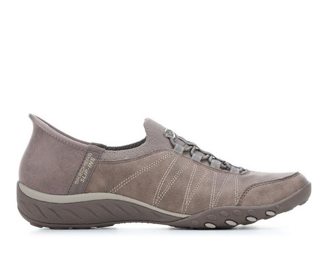 Women's Skechers 100615 Breath Easy Home Slip-Ins Shoes in Dark Taupe color