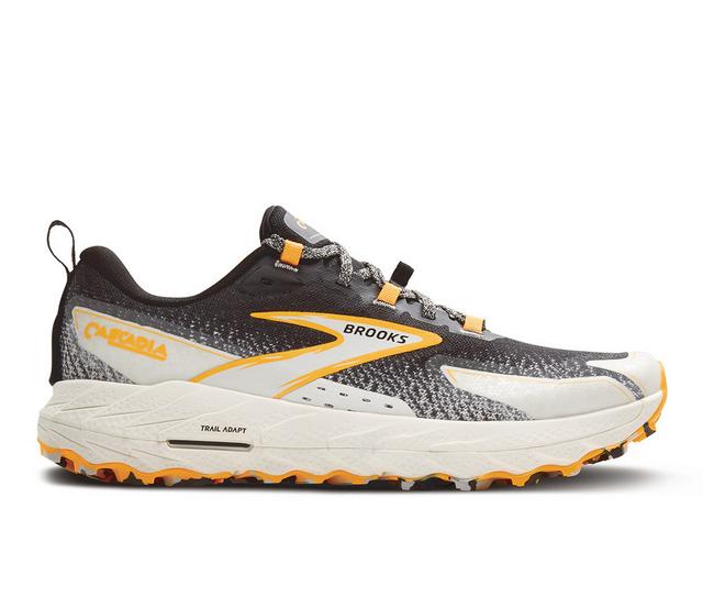 Men's Brooks Cascadia 18 Trail Running Shoes in Black/Orange color