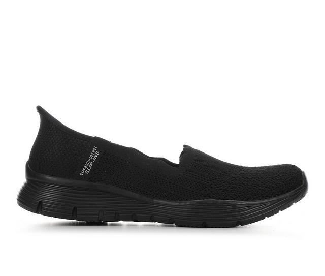 Women's Skechers Seager Believe It 158980 Slip-In Casual Shoes in Black/Black color