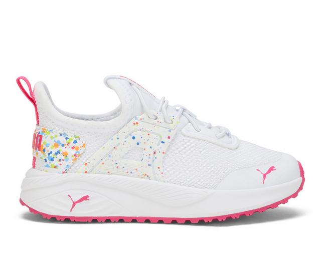 Girls' Puma Little Kid Pacer 23 Bonbon Running Shoes in White/Pink color