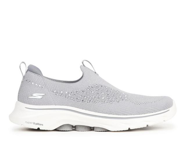 Women's Skechers Go Go Walk 7 Bling 125234 Walking Shoes in Grey color