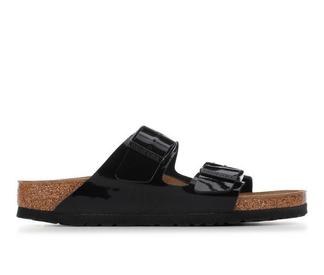 Women's Birkenstock Arizona Patent Footbed Sandals in Black Pat color