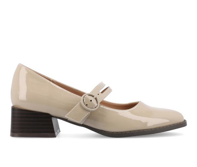Women's Journee Collection Savvi Mary Jane Pumps in Patent/Taupe color