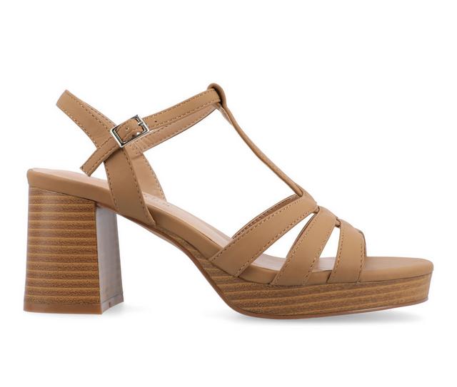 Women's Journee Collection Alyce Dress Sandals in Tan color
