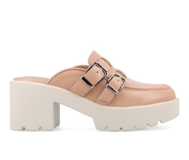 Women's Journee Collection Brydie Platform Heeled Mules in Blush color