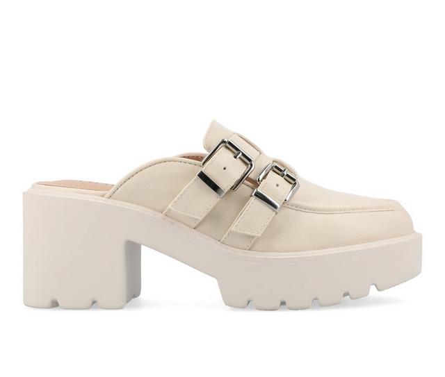 Women's Journee Collection Brydie Platform Heeled Mules in Off White color