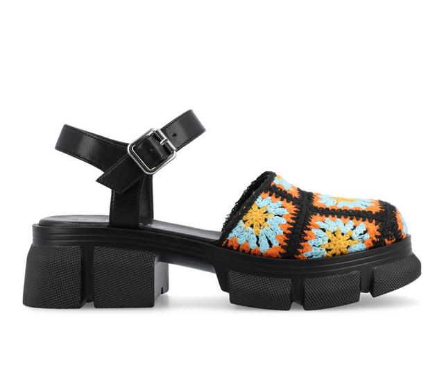 Women's Journee Collection Dorit Platform Sandals in Black color