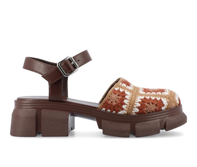 Women's Journee Collection Dorit Platform Sandals in Brown color