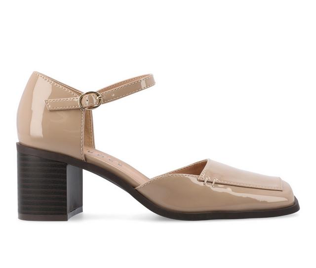Women's Journee Collection Evangeline Pumps in Patent/Taupe color