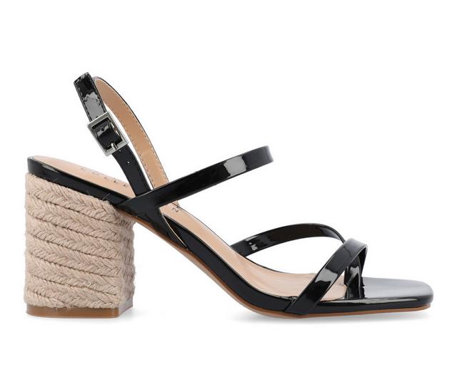 Women's Journee Collection Olivina Espadrille Block Heel Sandals in Black color