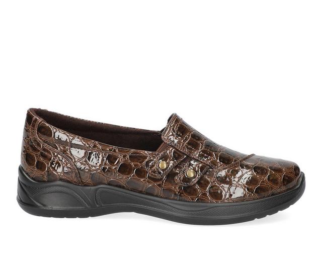 Women's Easy Street Tune Flats in Brown Croco color