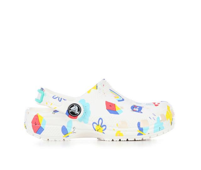 Kids' Crocs Infant Classic Doodle Print 4-10 Clogs in White/Multi color