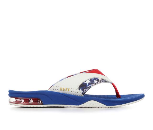 Boys' Reef Little Kid & Big Kid Fanning Red White Blue Sandals in Red White Blue color