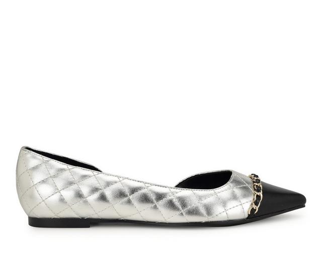 Women's Nine West Breza D'Orsay Flats in Silver/Black color