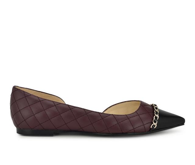 Women's Nine West Breza D'Orsay Flats in Burgandy/Black color