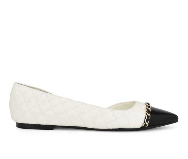 Women's Nine West Breza D'Orsay Flats in White/Black color