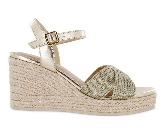 Women's Mia Amore Bekee Espadrille Wedge Sandals in Soft Gold color