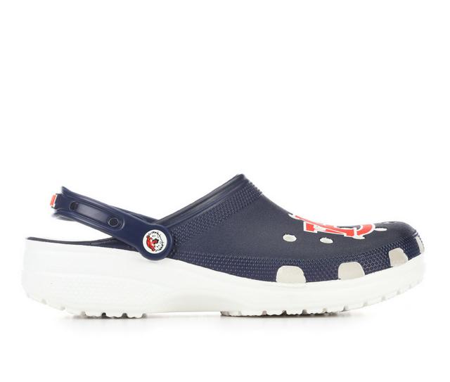 Men's Crocs Auburn University Classic Clogs in White/Navy/Red color