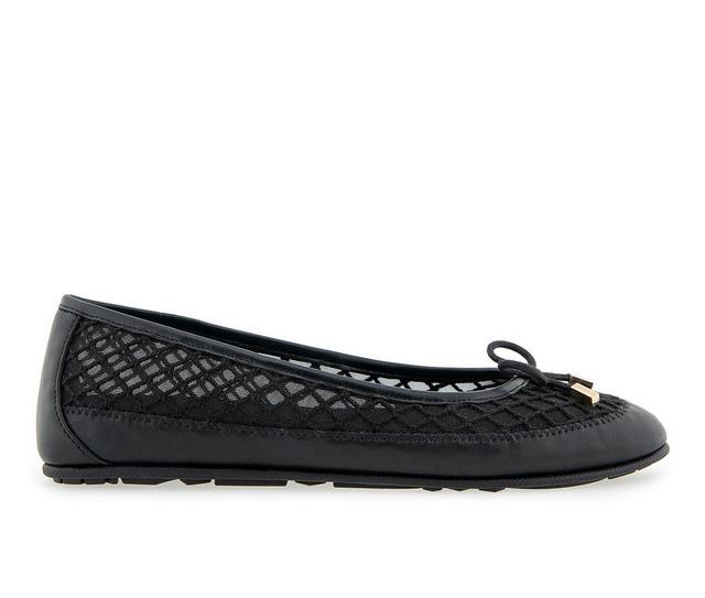 Women's Aerosoles Palma Flats in Blalck Mesh color