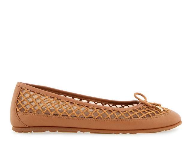 Women's Aerosoles Palma Flats in Tan Mesh color