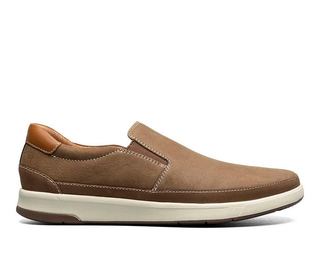 Men's Florsheim Crossover Double Gore Slip On Casual Loafers in Mushroom color