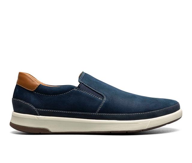 Men's Florsheim Crossover Double Gore Slip On Casual Loafers in Navy Nubuck color