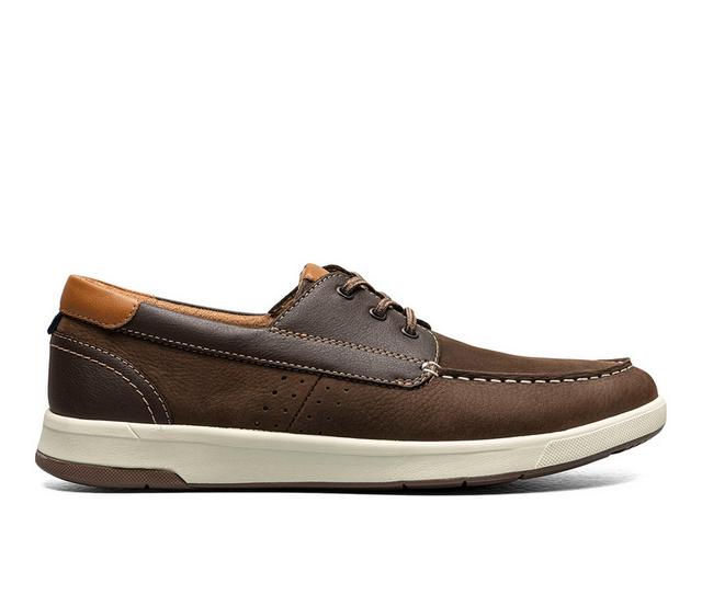 Men's Florsheim Crossover Moc Toe Boat Shoes in Brown Nubuck color