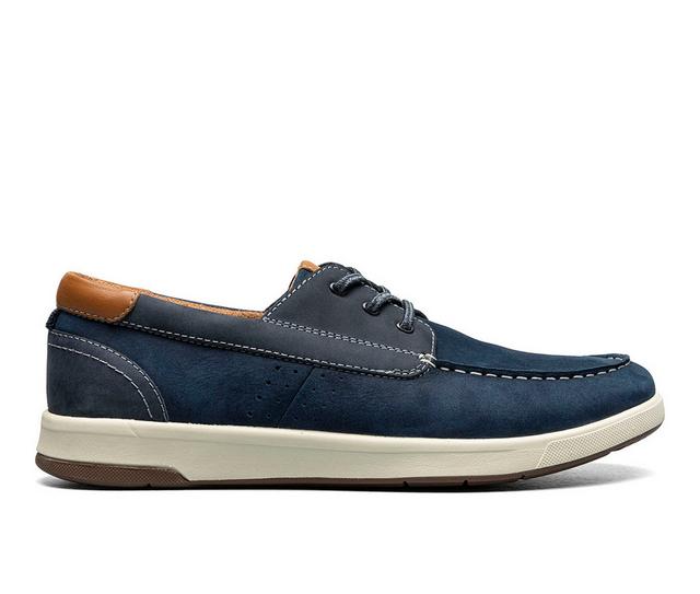 Men's Florsheim Crossover Moc Toe Boat Shoes in Navy Nubuck color