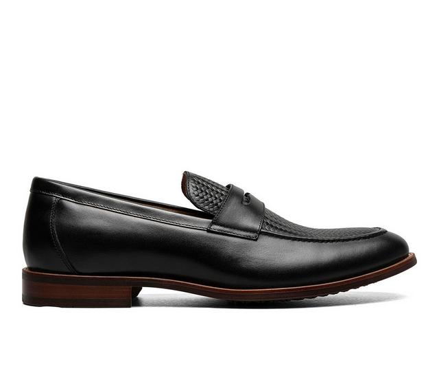 Men's Florsheim Rucci Weave Moc Toe Penny Dress Loafers in Black color