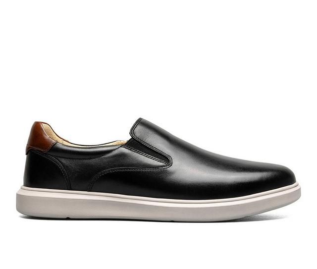 Men's Florsheim Social Plain Toe Slip On Sneakers in Black/White color