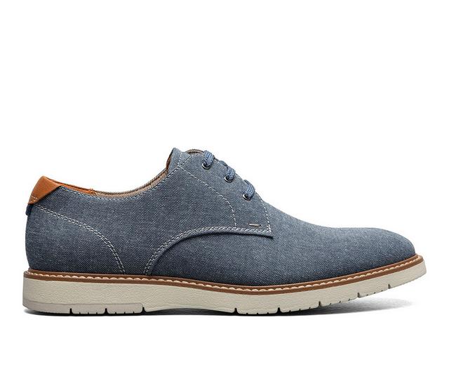 Men's Florsheim Vibe Canvas Plain Toe Oxford in Blue color