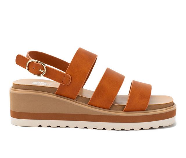 Women's Yellow Box Andaya Wedge Sandals in Tan color