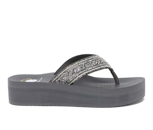 Women's Yellow Box Balat Flip-Flop Wedges in Gray color