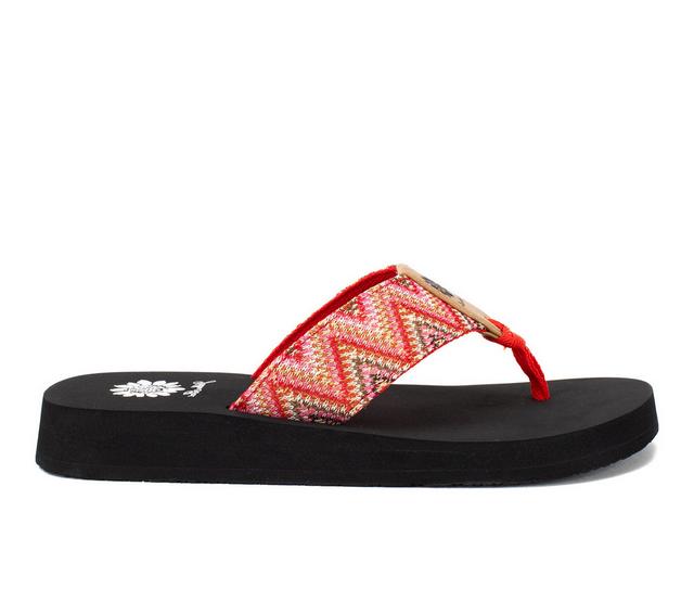 Women's Yellow Box Farica Flip-Flops in Red Multi color