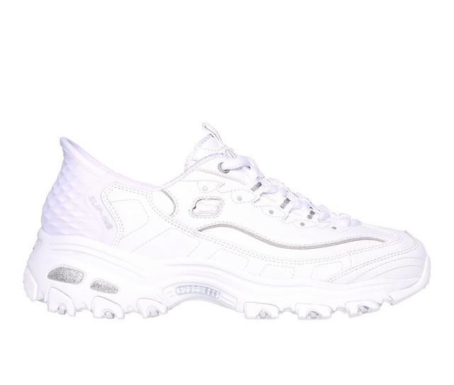 Women's Skechers 1500031 D'Lites Slip Ins Sneakers in White/Silver color