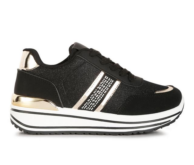 Women's London Rag Metallic Panel Platform Sneakers in Black color