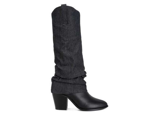 Women's London Rag Fab Cowboy Knee High Boots in Black color