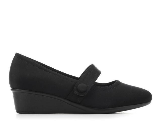 Women's Cliffs by White Mountain Brightly Mary Jane Wedge Pumps in Black Nylon color