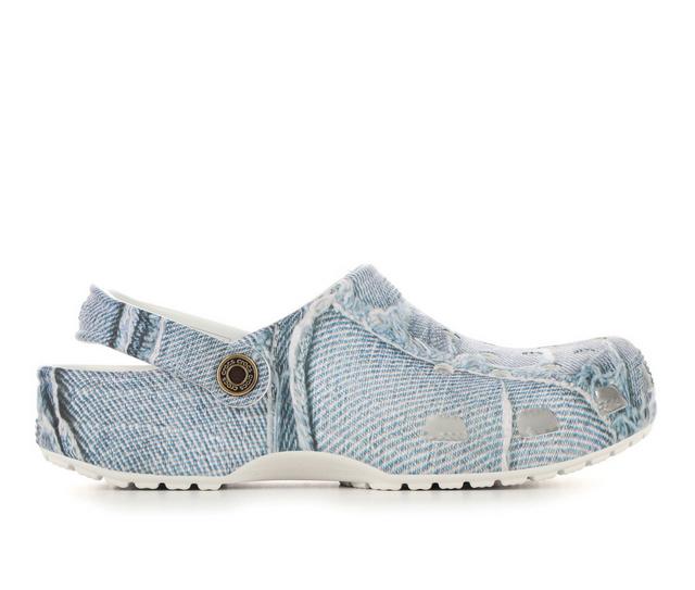 Adults' Crocs Classic Denim Clogs in Light Denim color