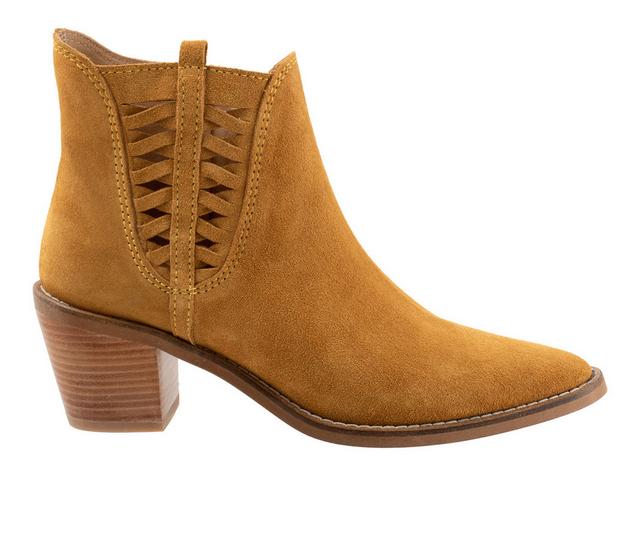 Women's Bueno Veronika Heeled Booties in Mustard Suede color