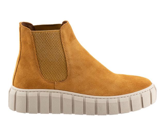 Women's Bueno Tori Chelsea Booties in Mustard Suede color