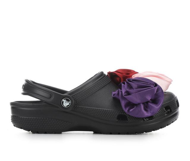 Women's Crocs Classic Rosette Clogs in Black color