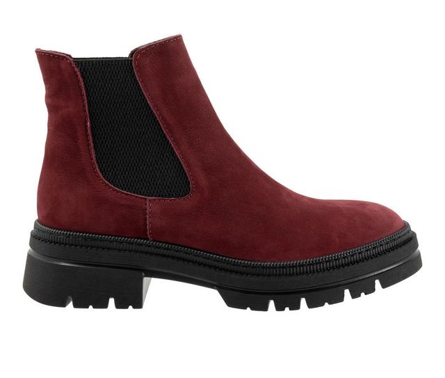 Women's Bueno Darla Chelsea Boots in Dk Red Nubuck color