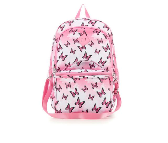 Madden Girl XL Nylon Backpack With Lunch Box in Pink Butterfly color