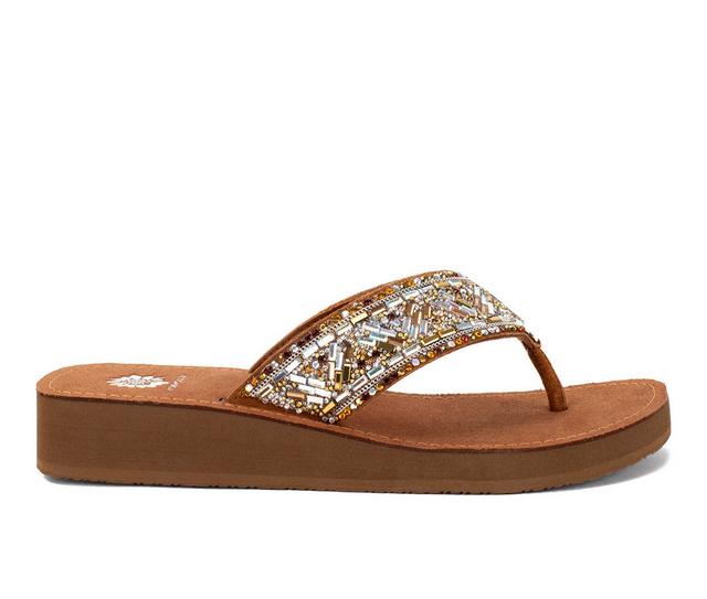 Women's Yellow Box Jenna Flip-Flops in Bronze color