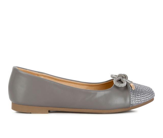 Women's London Rag Rhinestone Toe Cap Flats in Grey color